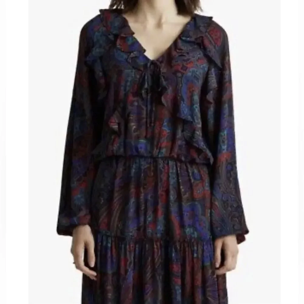 Lauren Ralph Lauren- Women’s Paisley Ruffle Dress - Size 2 - Picture 4 of 13